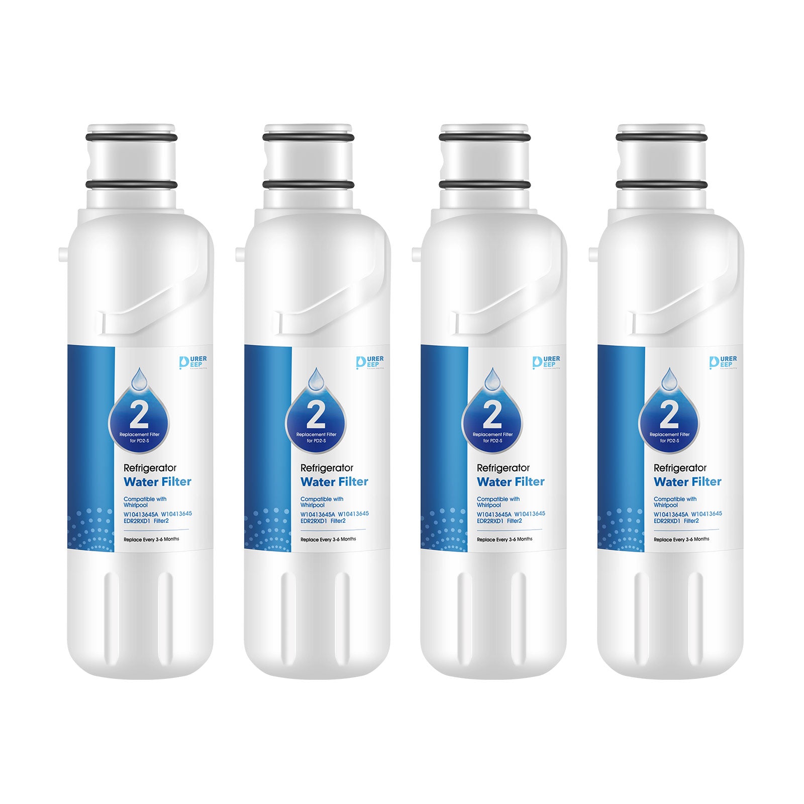 Whirlpool W10413645A Water Filter 2 & EDR2RXD1 Replacement, 4-Pack –
