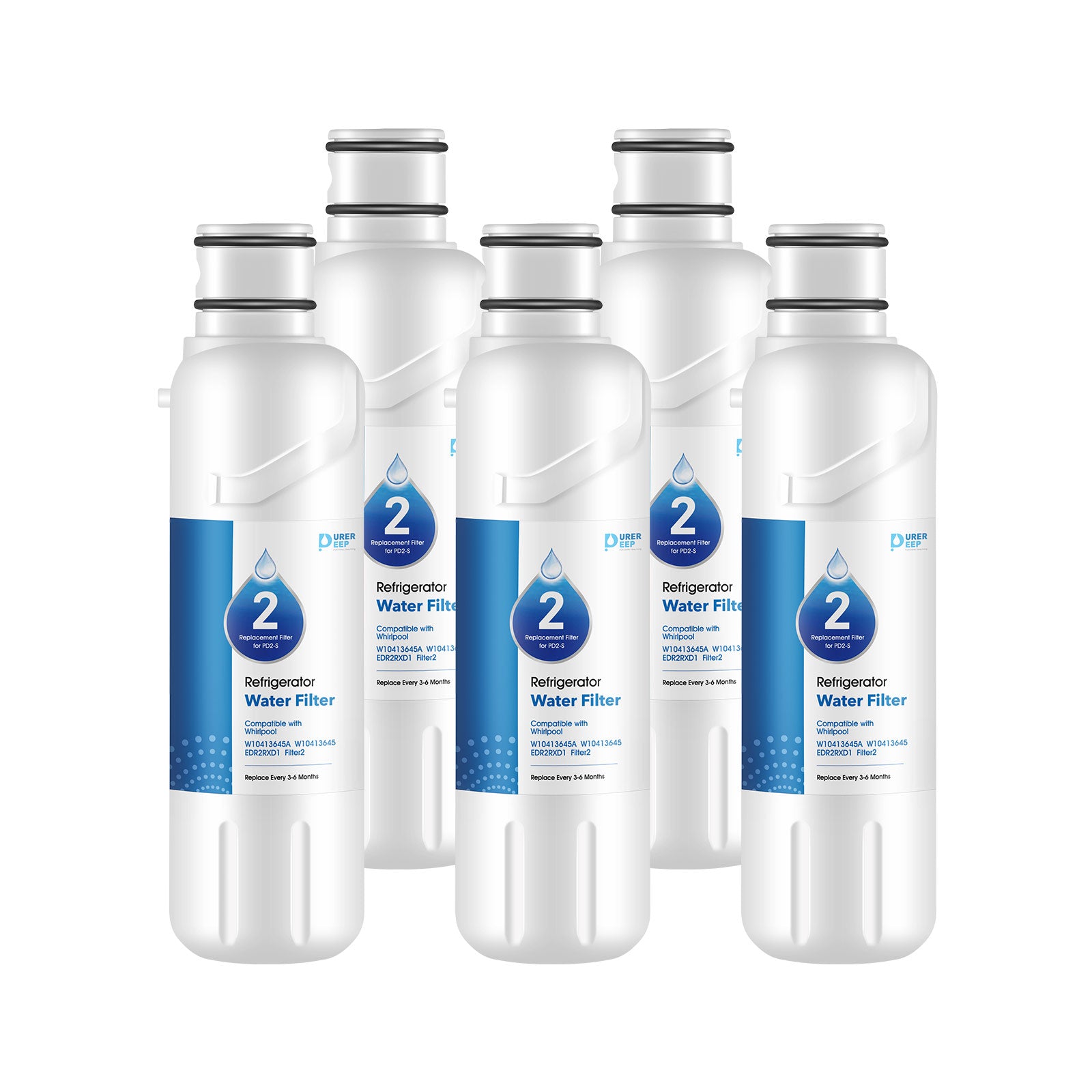 EDR2RXD1 Replacement Water Filter 2 for Whirlpool Refrigerator Water Filter  2 EDR2RXD1 and EveryDrop Filter 2 EDR2RXD1 W10413645A W10413645(Pack of 4)  